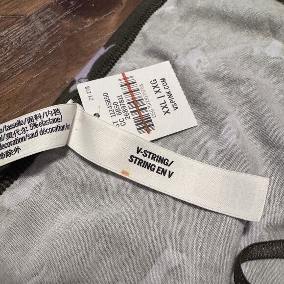 Victoria's Secret Cotton V-String Panty Casual New Olive Dog Print XXL NWT Green - Picture 3 of 6